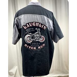 2015 Laughlin River Run Utility Shirt Mens (L) BIKER CLOTHING Embroidered patch‎